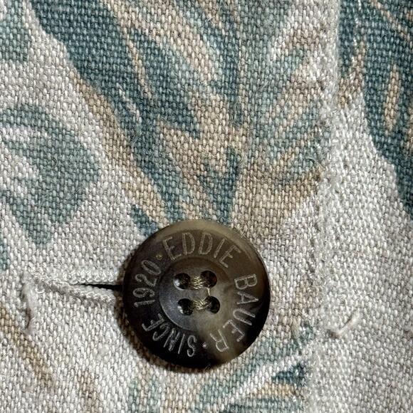 VINTAGE Eddie Bauer Floral Pattern Chore Shirt Jacket Womens Linen Work Coat Lrg - Picture 5 of 8